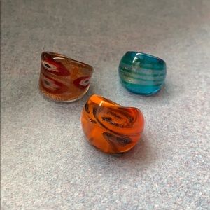 Set of 3 Glass Rings